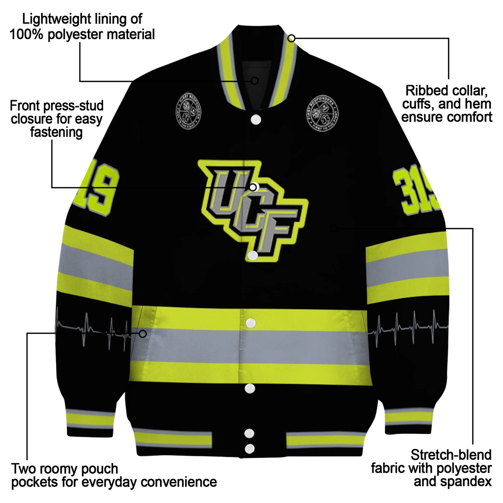 customized ucf knights heartbeat accent black green varsity jacket new arrival customized ucf knights heartbeat accent black green varsity jacket new arrival