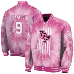 customized ucf knights pink tie dye pink varsity jacket best selling