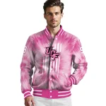 customized ucf knights pink tie dye pink varsity jacket best selling