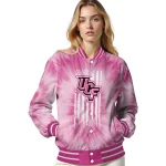 customized ucf knights pink tie dye pink varsity jacket best selling