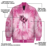 customized ucf knights pink tie dye pink varsity jacket best selling
