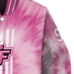customized ucf knights pink tie dye pink varsity jacket best selling