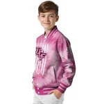 customized ucf knights pink tie dye pink varsity jacket best selling