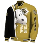 customized ucf knights snoopy head gold varsity jacket best selling