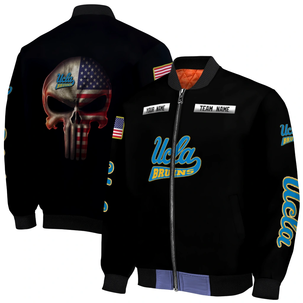 customized ucla bruins american flag skull black bomber jacket best selling customized ucla bruins american flag skull black bomber jacket best selling