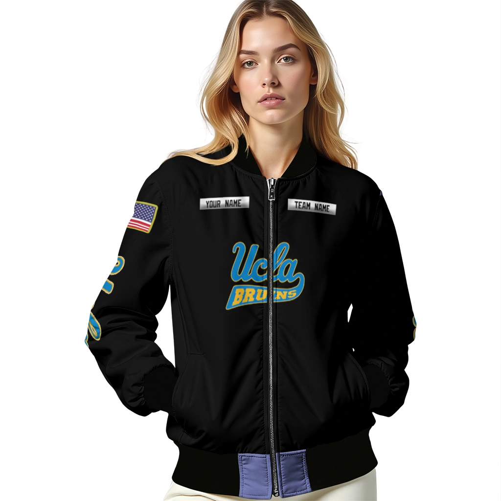 customized ucla bruins american flag skull black bomber jacket latest model customized ucla bruins american flag skull black bomber jacket latest model