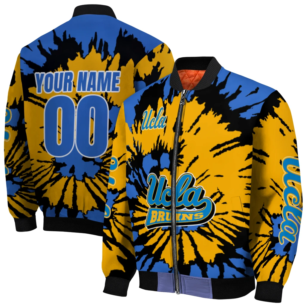 customized ucla bruins burst splatter blue bomber jacket best selling customized ucla bruins burst splatter blue bomber jacket best selling
