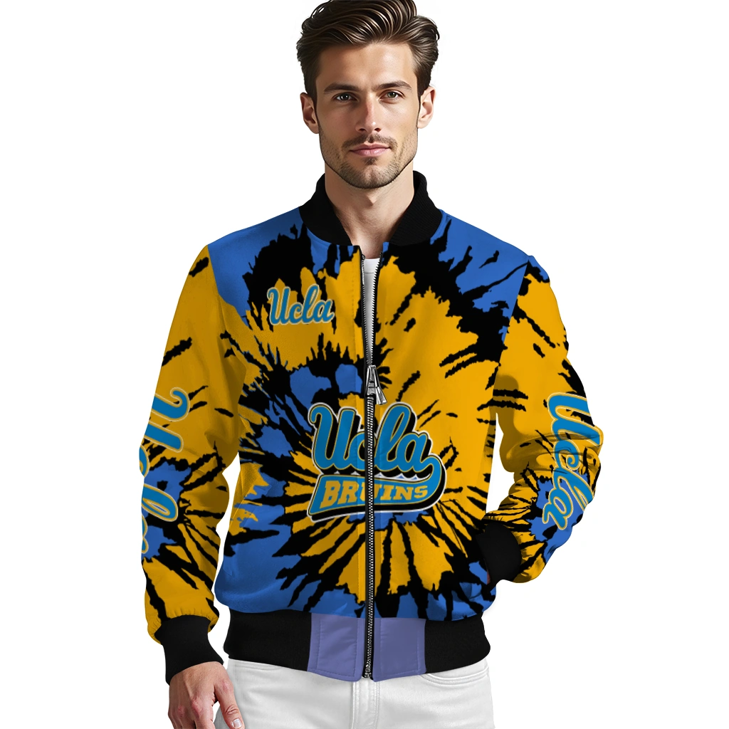 customized ucla bruins burst splatter blue bomber jacket high quality customized ucla bruins burst splatter blue bomber jacket high quality