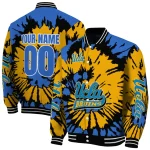 customized ucla bruins burst splatter blue varsity jacket best selling