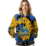 customized ucla bruins burst splatter blue varsity jacket best selling