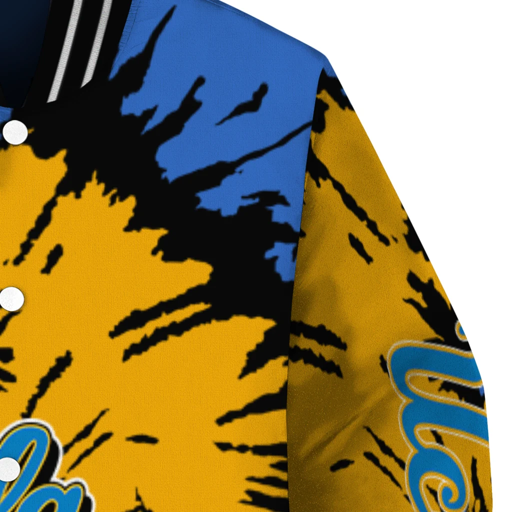 customized ucla bruins burst splatter blue varsity jacket premium grade customized ucla bruins burst splatter blue varsity jacket premium grade
