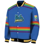 customized ucla bruins rainbow jersey number blue varsity jacket best selling