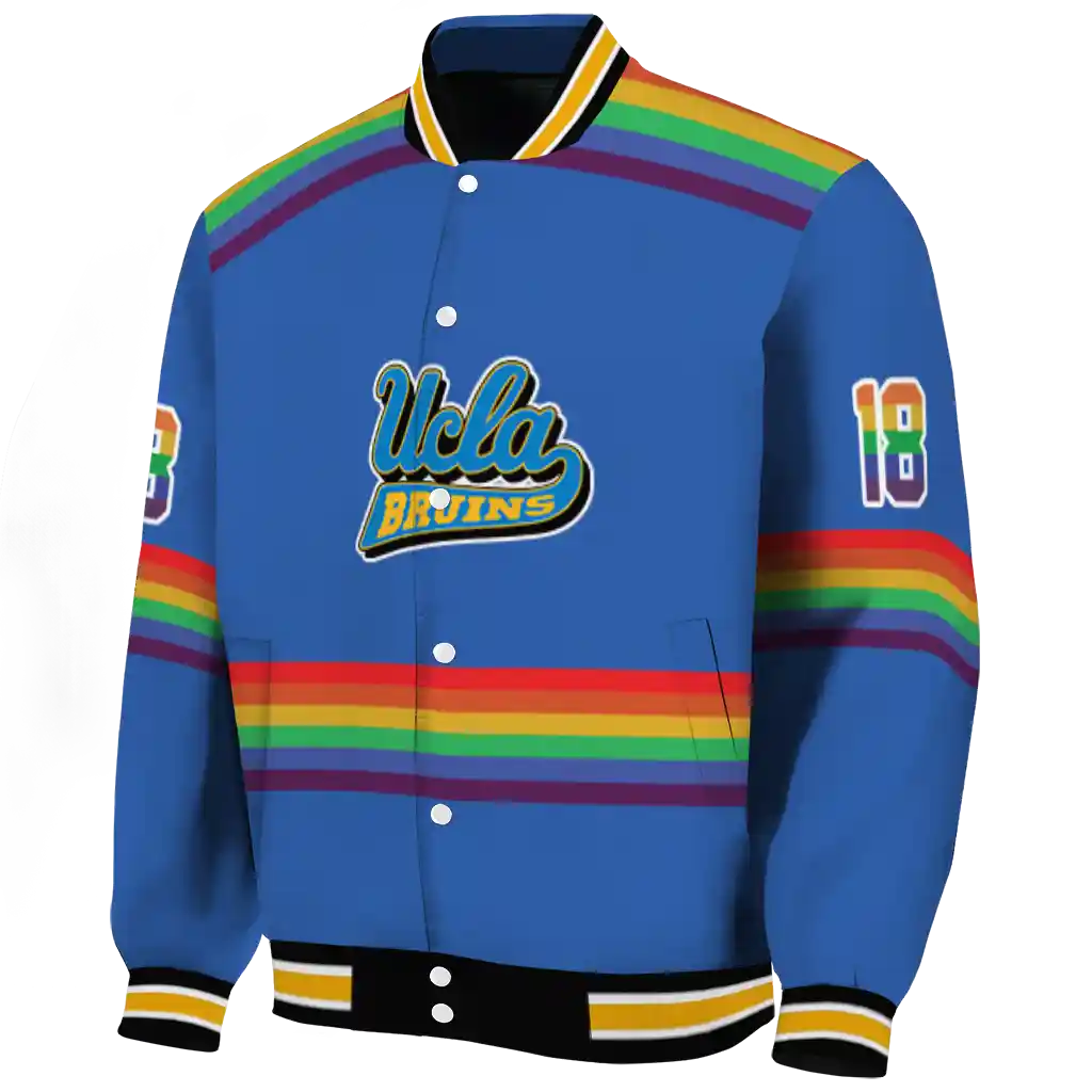customized ucla bruins rainbow jersey number blue varsity jacket best selling customized ucla bruins rainbow jersey number blue varsity jacket best selling