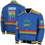 customized ucla bruins rainbow jersey number blue varsity jacket best selling