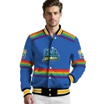 customized ucla bruins rainbow jersey number blue varsity jacket best selling