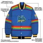 customized ucla bruins rainbow jersey number blue varsity jacket best selling