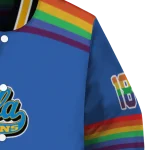 customized ucla bruins rainbow jersey number blue varsity jacket best selling
