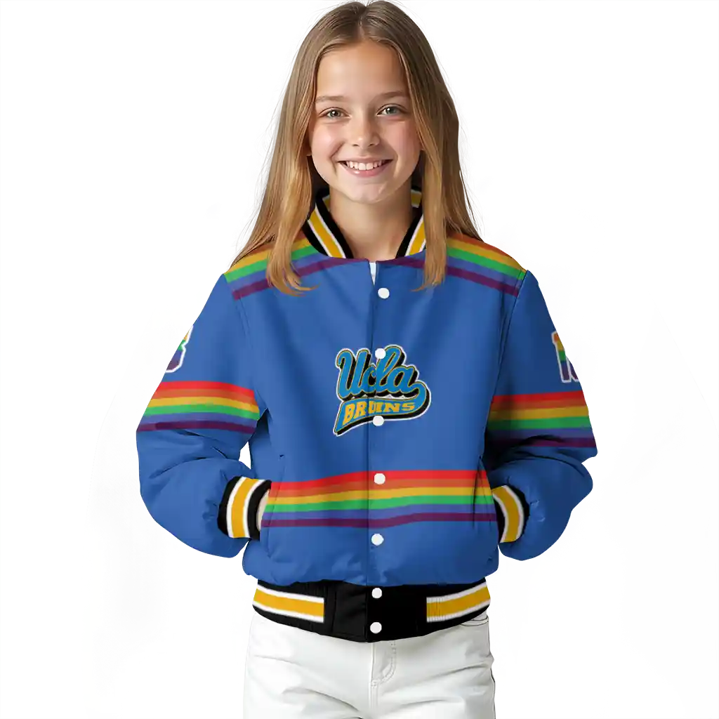 customized ucla bruins rainbow jersey number blue varsity jacket top rated customized ucla bruins rainbow jersey number blue varsity jacket top rated