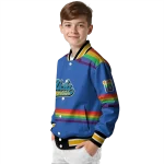 customized ucla bruins rainbow jersey number blue varsity jacket best selling