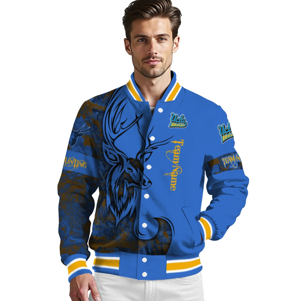 customized ucla bruins tribal deer art blue varsity jacket high quality customized ucla bruins tribal deer art blue varsity jacket high quality