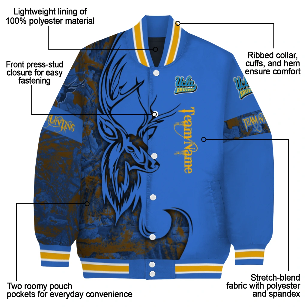 customized ucla bruins tribal deer art blue varsity jacket new arrival customized ucla bruins tribal deer art blue varsity jacket new arrival