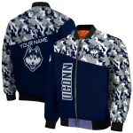 customized uconn huskies camouflage splash blue bomber jacket best selling