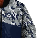 customized uconn huskies camouflage splash blue bomber jacket best selling