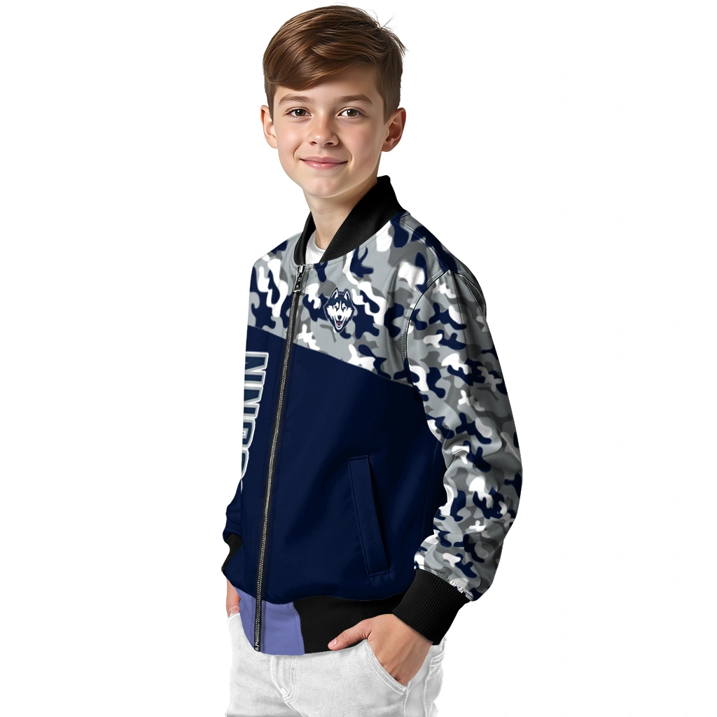 customized uconn huskies camouflage splash blue bomber jacket trendy customized uconn huskies camouflage splash blue bomber jacket trendy