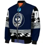 customized uconn huskies circle skull blue black bomber jacket best selling