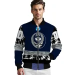 customized uconn huskies circle skull blue black bomber jacket best selling