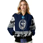 customized uconn huskies circle skull blue black bomber jacket best selling