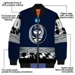 customized uconn huskies circle skull blue black bomber jacket best selling