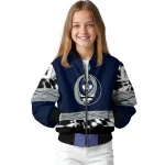 customized uconn huskies circle skull blue black bomber jacket best selling