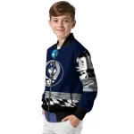 customized uconn huskies circle skull blue black bomber jacket best selling