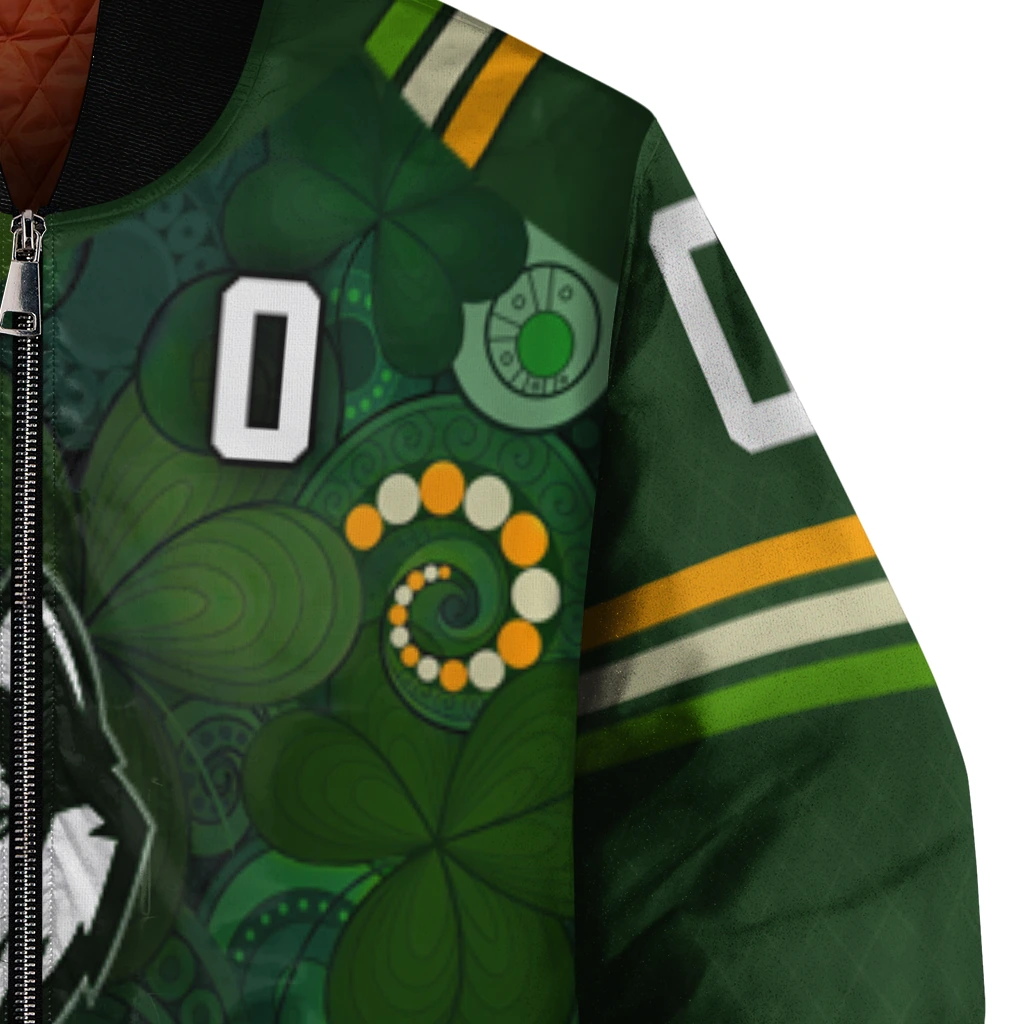 customized uconn huskies shamrock vortex green bomber jacket premium grade customized uconn huskies shamrock vortex green bomber jacket premium grade