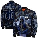 customized uconn huskies skull horde blue bomber jacket best selling