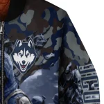 customized uconn huskies skull horde blue bomber jacket best selling