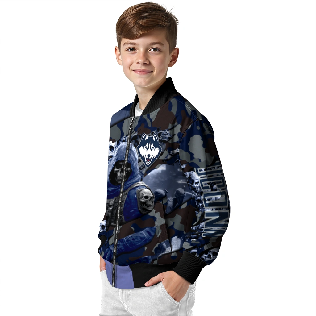 customized uconn huskies skull horde blue bomber jacket trendy customized uconn huskies skull horde blue bomber jacket trendy