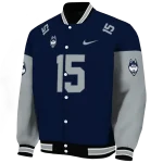 customized uconn huskies team patch blue varsity jacket best selling