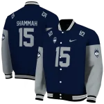 customized uconn huskies team patch blue varsity jacket best selling