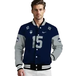 customized uconn huskies team patch blue varsity jacket best selling