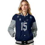customized uconn huskies team patch blue varsity jacket best selling