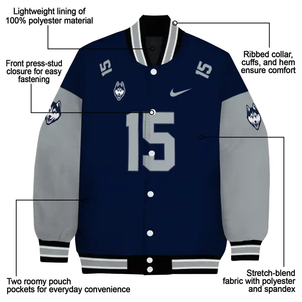 customized uconn huskies team patch blue varsity jacket new arrival customized uconn huskies team patch blue varsity jacket new arrival