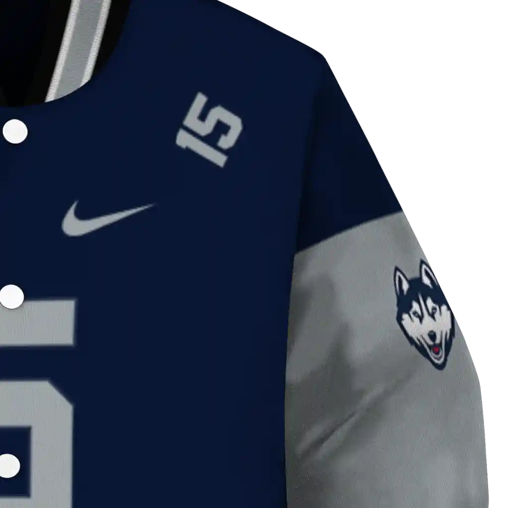 customized uconn huskies team patch blue varsity jacket premium grade customized uconn huskies team patch blue varsity jacket premium grade