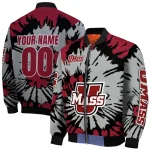 customized umass minutemen burst splatter red bomber jacket best selling