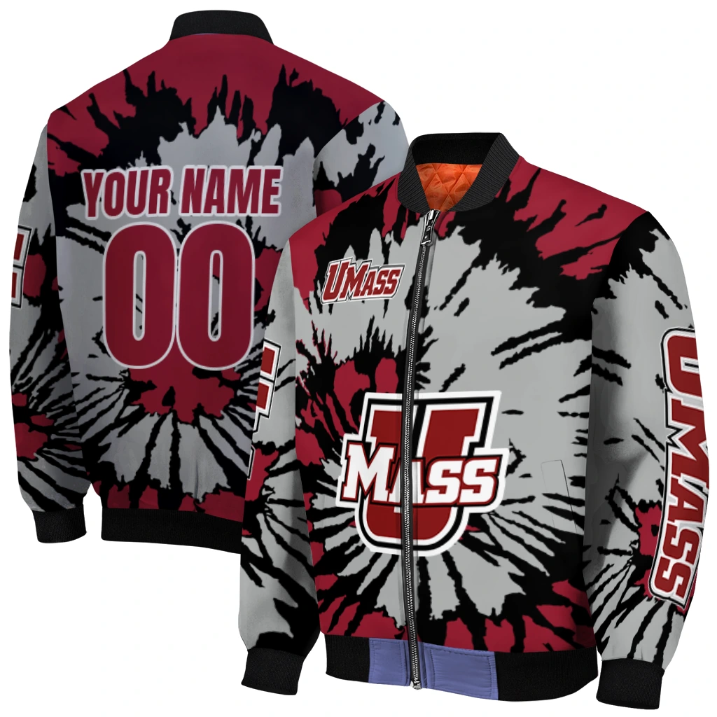 customized umass minutemen burst splatter red bomber jacket best selling customized umass minutemen burst splatter red bomber jacket best selling
