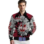 customized umass minutemen burst splatter red bomber jacket best selling