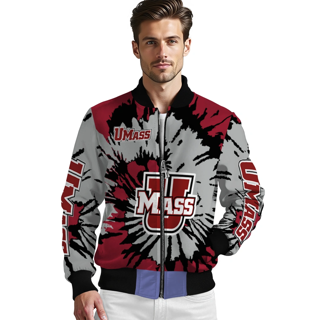customized umass minutemen burst splatter red bomber jacket high quality customized umass minutemen burst splatter red bomber jacket high quality