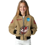 customized umass minutemen claw effect beige bomber jacket best selling