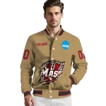 customized umass minutemen claw effect beige varsity jacket best selling